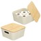 mDesign Modern Stackable Fabric Covered Bin with Bamboo Lid, 2 Pack